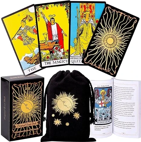 Original Tarot Cards Deck with Guidebook & Linen Tarot Bag - Smith Classic Artwork, Traditional Standard Tarot Decks, Durable Tarot Cards Set for Beginners to Advanced